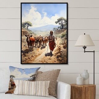 Designart "African Tribes Himba Nomadic I" African Tribes Framed Canvas